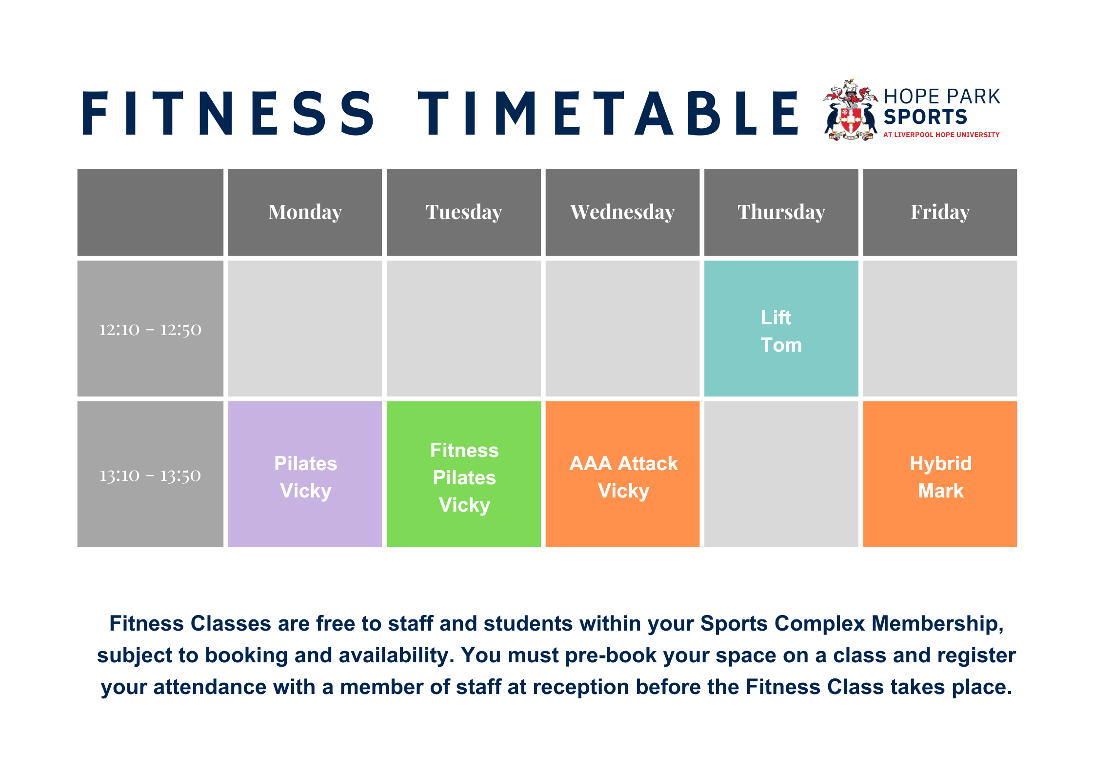 Fitness Classes - November - December 2025